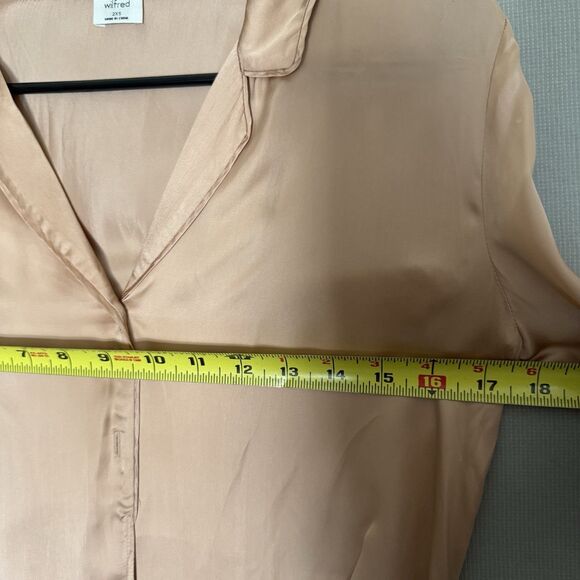 Wilfred Aritzia Silky Front Tie Crop Blouse Top 2XS Orange Minimalist Cupro XXS - Picture 8 of 10